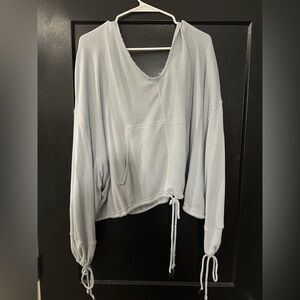 Free People Light Blue Drawstring Hoodie